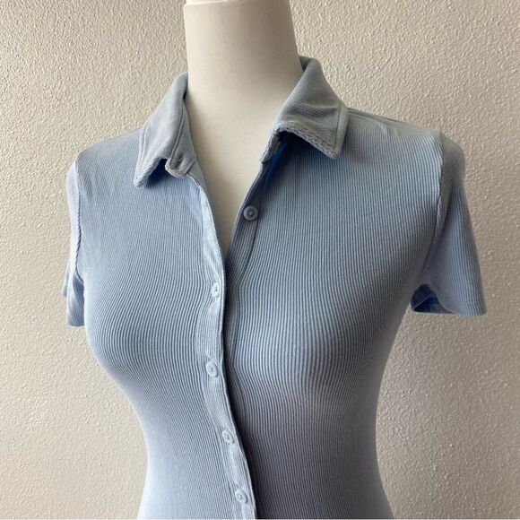 Forever 21 Button Front Tee Dress Ribbed Short Sleeves SZ S - Picture 9 of 14